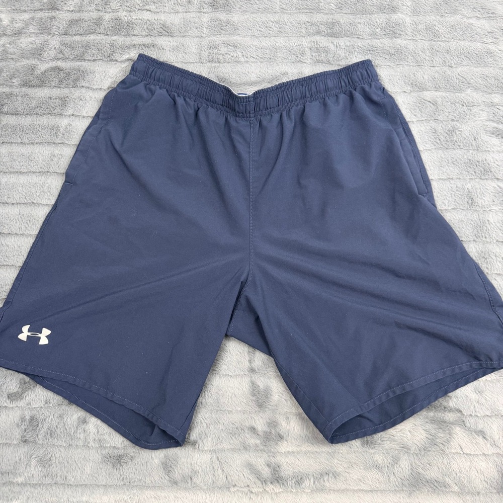 Under Armour Mens Loose Fit Athletic Shorts Navy Blue Large Gym Running